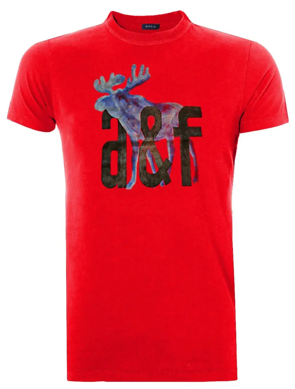 Camiseta A&F Masculina Muscle Watercolor A&F Moose Vermelha