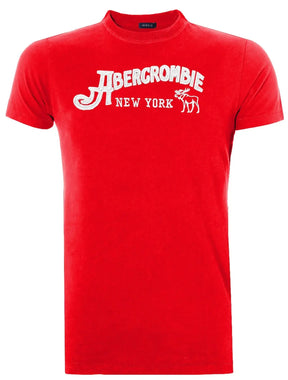 Camiseta A&F Masculina Muscle New York Moose Vermelha