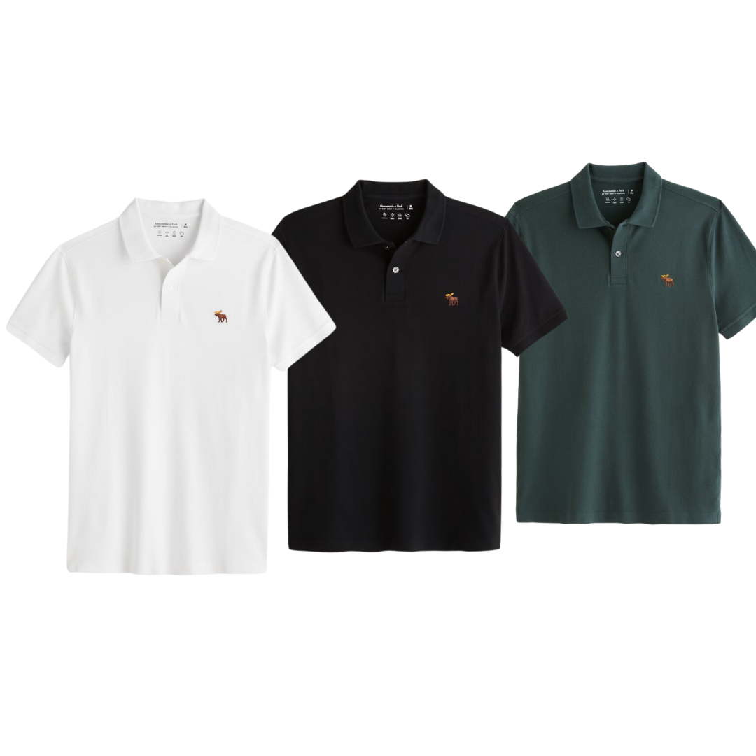 Kit 3 Camisas Polo Logo Colorida - 3 Cores