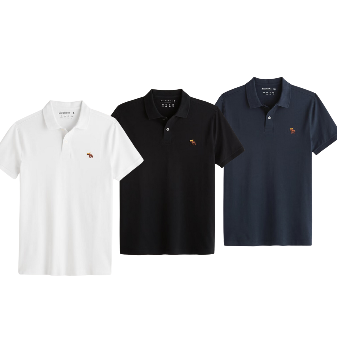 Kit 3 Camisas Polo Logo Colorida - 3 Cores