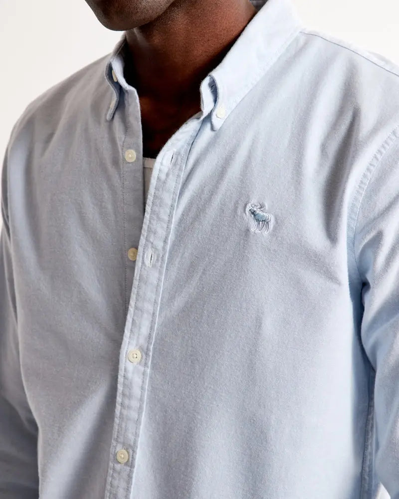 Camisa Azul Claro Oxford A&F Icon